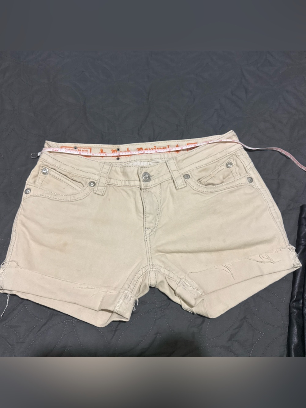 Rock Revival Cream Low-Rise Denim Shorts